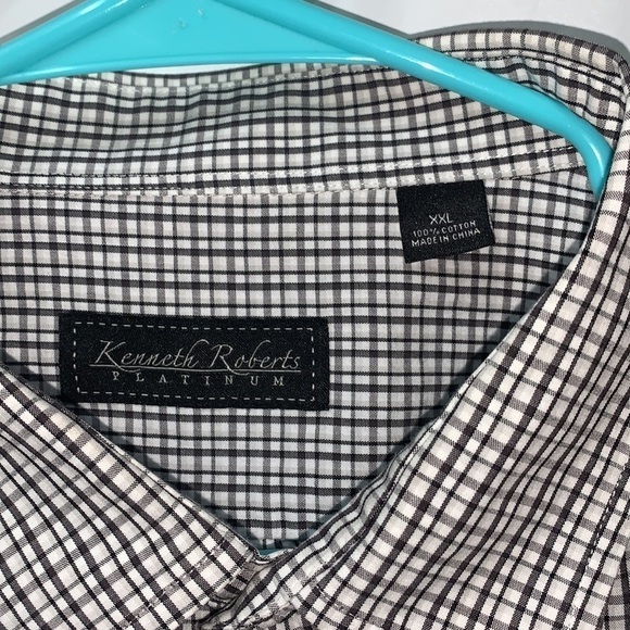 KENNETH Roberts White w/ Gray &Black Stripe Button Up long sleeve Size XL - Picture 3 of 4